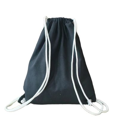 Customized Logo Muster Baumwolle Leinwand Ziehseile Rucksack Tasche für Basketballschuhe