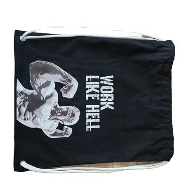 Customized Logo Muster Baumwolle Leinwand Ziehseile Rucksack Tasche für Basketballschuhe