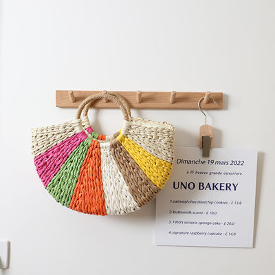 Regenbogen-Geschenktaschen-Kollektion Eco Handgefertigte Rattan-Strah-Tote-Tasche mit offenem Verschluss