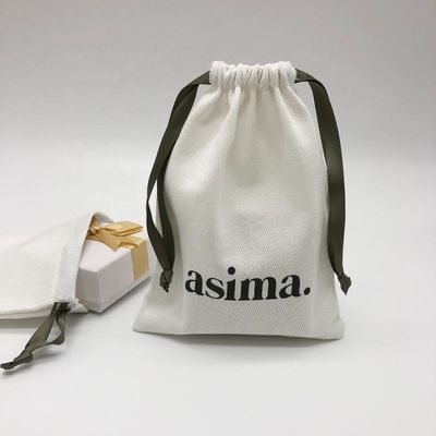 Umweltfreundliche Twill-Baumwoll-Zugstring-Tasche für kundenspezifische Schmuckgeschenkverpackungen