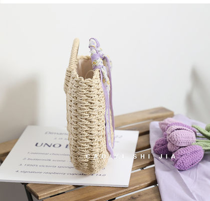 2024 Sommer Reisen Strand Gewebte Tasche mit offenem Verschluss Typ und Stroh-Tote Handtasche Frau