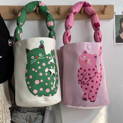 Mini-Cute-Eimer-Tasche Leinwand-Tote-Tasche Vorder Tasche und kundenspezifisches Design