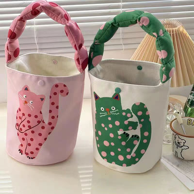 Mini-Cute-Eimer-Tasche Leinwand-Tote-Tasche Vorder Tasche und kundenspezifisches Design