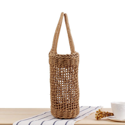 Sommerstrandhandtaschen Handgefertigte Stroh-Tote-Tasche Wicker Gewebtes Stricknetz Hohler Korb