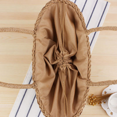Sommerstrandhandtaschen Handgefertigte Stroh-Tote-Tasche Wicker Gewebtes Stricknetz Hohler Korb