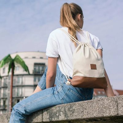Custom Logo Soft-Loop Baumwolle Stoff Ziehsack für Fitnessstudio und Outdoor-Aktivitäten