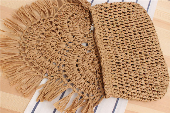 Handgefertigte Tassel Beach Bag Raffia Rattan Crossbody für Frauen Sommer Reise Urlaub