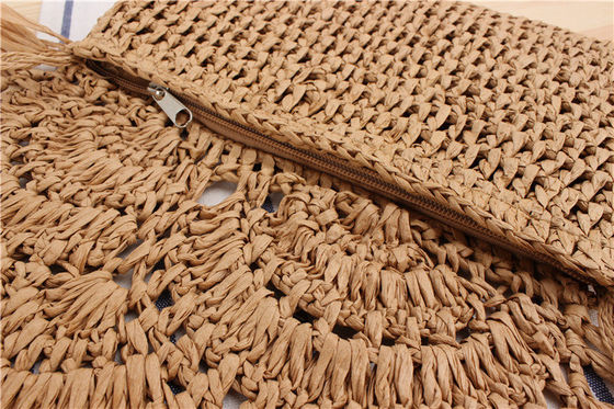Handgefertigte Tassel Beach Bag Raffia Rattan Crossbody für Frauen Sommer Reise Urlaub