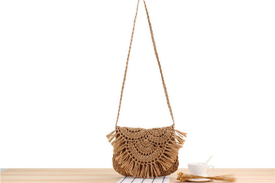 Handgefertigte Tassel Beach Bag Raffia Rattan Crossbody für Frauen Sommer Reise Urlaub