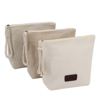 OEM/ODM Akzeptable Baumwoll-Calico-Make-up-Tasche mit Reißverschluss für natürliche Recyclingreisen