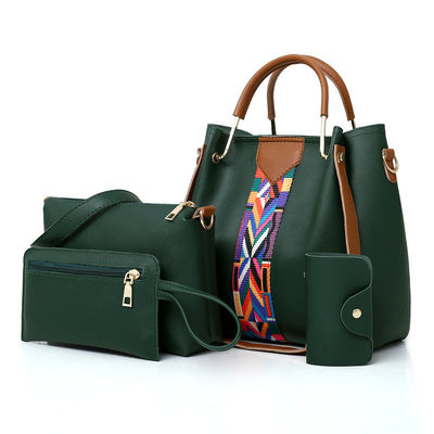 2022 Modisch 4 Stück Set von PU-Leder-Lady-Schultertasche für das tägliche Schulleben