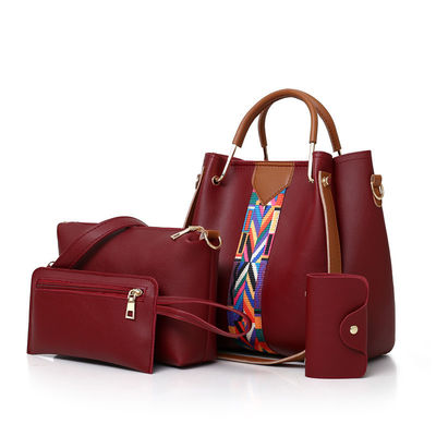 2022 Modisch 4 Stück Set von PU-Leder-Lady-Schultertasche für das tägliche Schulleben