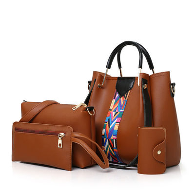 2022 Modisch 4 Stück Set von PU-Leder-Lady-Schultertasche für das tägliche Schulleben