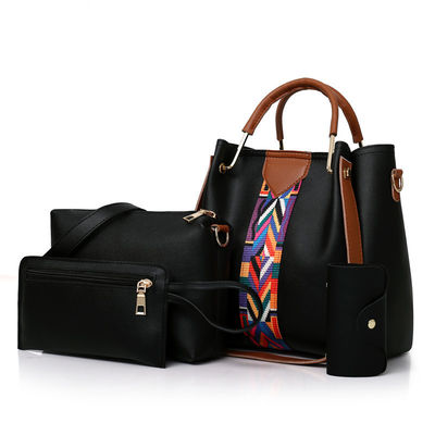 2022 Modisch 4 Stück Set von PU-Leder-Lady-Schultertasche für das tägliche Schulleben