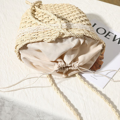 Offene Schließung angepasste Farbe Strohtasche Spitze Bogen Gewebte Tasche für Strand Urlaub Strand Frauen
