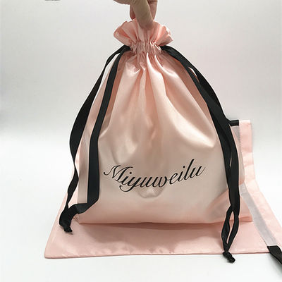 Custom Logo Soft Satin Drawstring Taschen für Schmuckverpackungen