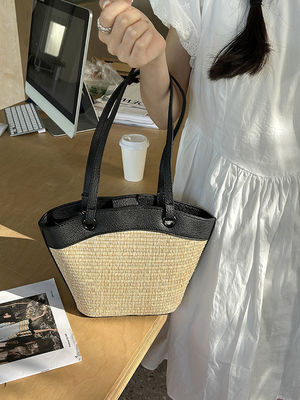Gemüse-Korb Strohbeutel mit offenem Schließen Französisch Retro-Stil perfekt für Strandurlaub