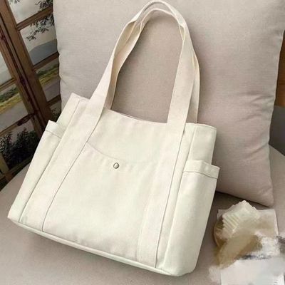 Einfache Wiederverwendbare Farben Große Baumwoll-Toote-Tasche mit Reißverschluss für Reisen und Ausreisen
