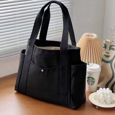 Einfache Wiederverwendbare Farben Große Baumwoll-Toote-Tasche mit Reißverschluss für Reisen und Ausreisen