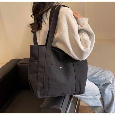 Einfache Wiederverwendbare Farben Große Baumwoll-Toote-Tasche mit Reißverschluss für Reisen und Ausreisen