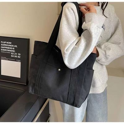 Einfache Wiederverwendbare Farben Große Baumwoll-Toote-Tasche mit Reißverschluss für Reisen und Ausreisen