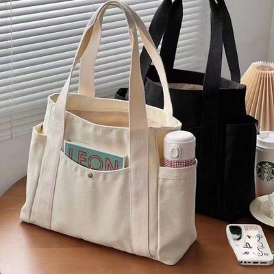 Einfache Wiederverwendbare Farben Große Baumwoll-Toote-Tasche mit Reißverschluss für Reisen und Ausreisen