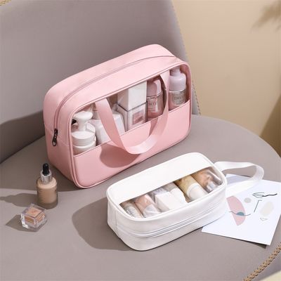 Massivmuster Transparent PU Make-up Brush Beauty Skin Care Tasche für benutzerdefiniertes Logo