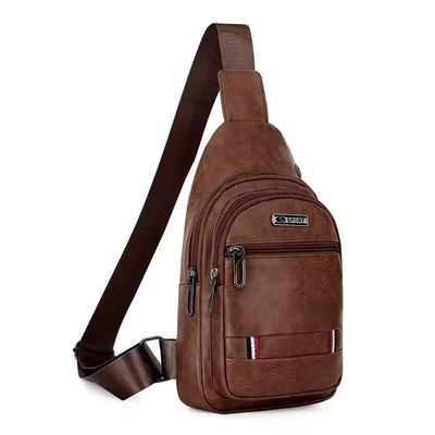 Personalisiertes Logo Mode Herren PU Leder Business Brustbeutel für Outdoor-Reisen