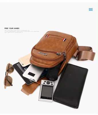 Personalisiertes Logo Mode Herren PU Leder Business Brustbeutel für Outdoor-Reisen