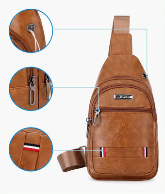 Personalisiertes Logo Mode Herren PU Leder Business Brustbeutel für Outdoor-Reisen