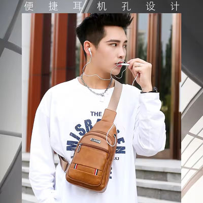 Personalisiertes Logo Mode Herren PU Leder Business Brustbeutel für Outdoor-Reisen