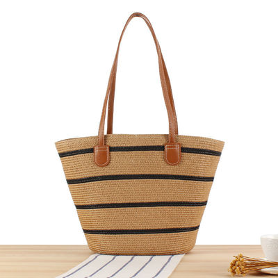 Große Stroh-Tote-Tasche handgefertigt Strick-Marokko Schulter-Strandtasche für Frauen Sommer