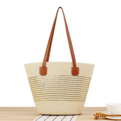 Große Stroh-Tote-Tasche handgefertigt Strick-Marokko Schulter-Strandtasche für Frauen Sommer
