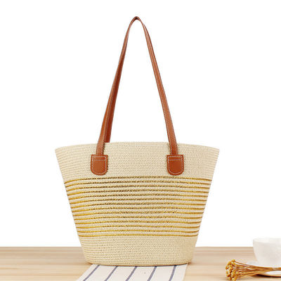 Große Stroh-Tote-Tasche handgefertigt Strick-Marokko Schulter-Strandtasche für Frauen Sommer