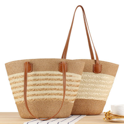 Große Stroh-Tote-Tasche handgefertigt Strick-Marokko Schulter-Strandtasche für Frauen Sommer