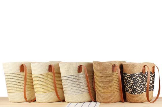 Große Stroh-Tote-Tasche handgefertigt Strick-Marokko Schulter-Strandtasche für Frauen Sommer