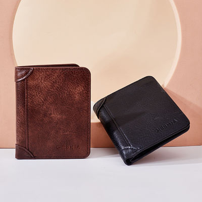 Vollkorn-Leder-Brieftasche für Männer Trennbar Bifold Crazy Horse-Brieftasche in Retro-Braun