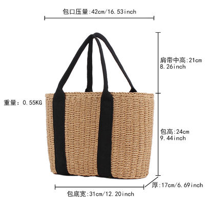 Frauen Bali Ferien-Einkaufstasche Handgefertigte Stroh-Tote-Tasche mit großer Kapazität
