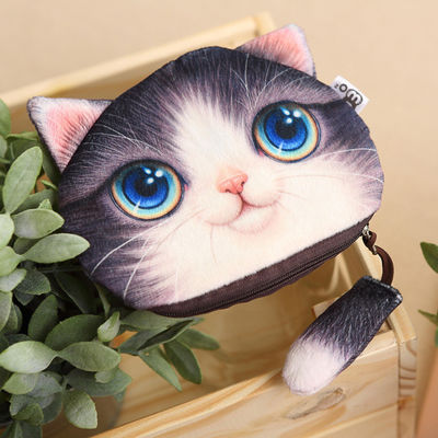 Farbe Kinder Brieftasche Kleines Mädchen Handtaschen Münzbeutel Zeichentrickfilm 3D Katze Reißverschluss Kawaii Brieftasche Münzbeutel
