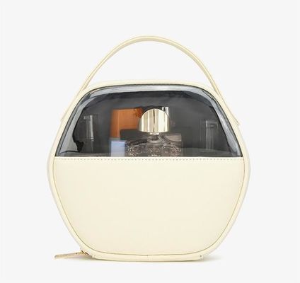 Klares Pu-Leder, benutzerdefiniertes Logo, Schönheitsmake-up, Reise-Kosmetik-Tasche, praktische Kosmetik