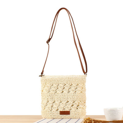 Sommer Beach Crossbody gestrickte Strohbeutel für Frauen mit Polyester Auskleidung und offenem Verschluss
