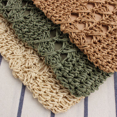 Sommer Beach Crossbody gestrickte Strohbeutel für Frauen mit Polyester Auskleidung und offenem Verschluss