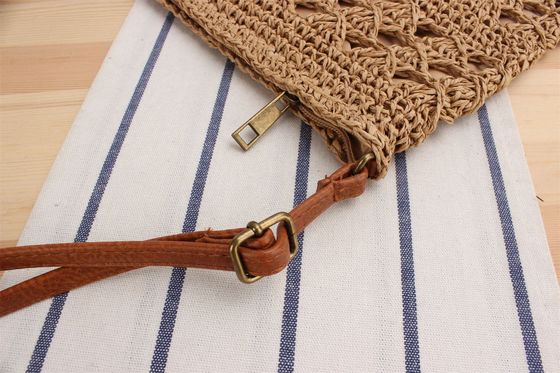 Sommer Beach Crossbody gestrickte Strohbeutel für Frauen mit Polyester Auskleidung und offenem Verschluss