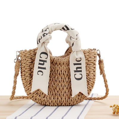 Custom Logo Akzeptiert Seidenschal Reisetasche mit tragbarem Strohgewebe