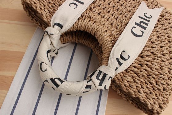 Custom Logo Akzeptiert Seidenschal Reisetasche mit tragbarem Strohgewebe
