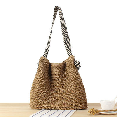 Strand-Schulterbeutel für Frauen mit Strohzöpfen im koreanischen Stil