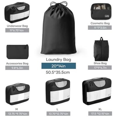 Unisex-Reisetaschen akzeptiert 8 Satz Packkuben mit Waschbeutel und Lagerung