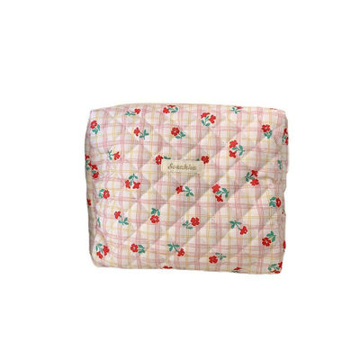 Custom Quilted Cotton Makeup Bag Modische handgefertigte Toilettenbeutel mit Reißverschluss