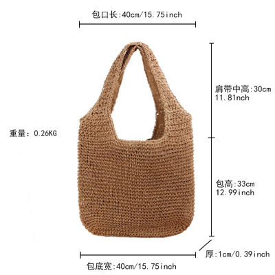 Handgewebte Stroh-Tote-Tasche für Frauen auf Reisen