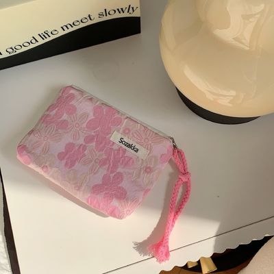 Reise Make-up Kosmetische Tasche Fall Custom Baumwolle Leinwand Tasche Toilettenartikel Blumen Make-up Tasche